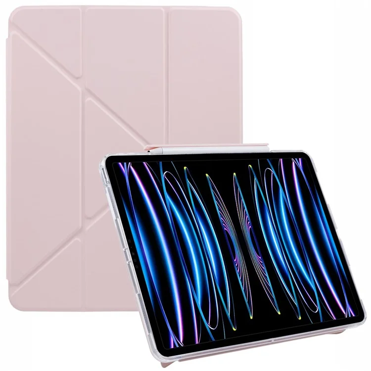 MUTURAL Para iPad Air 13 (2024) / iPad Pro 12.9 (2022) / (2021) / (2020) / (2018) Funda Origami Soporte Cubierta de Cuero para Tableta - Rosa