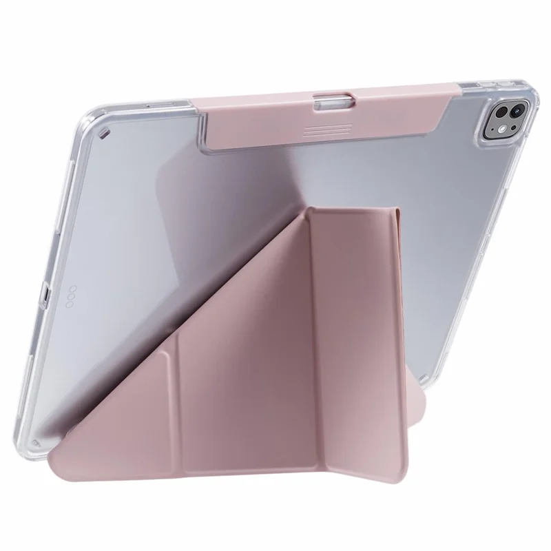MUTURAL Für iPad Pro 13 (2024) Hülle Origami-Ständer Leder Smart Tablet Cover Ausziehbarer Stiftschlitz - Pink