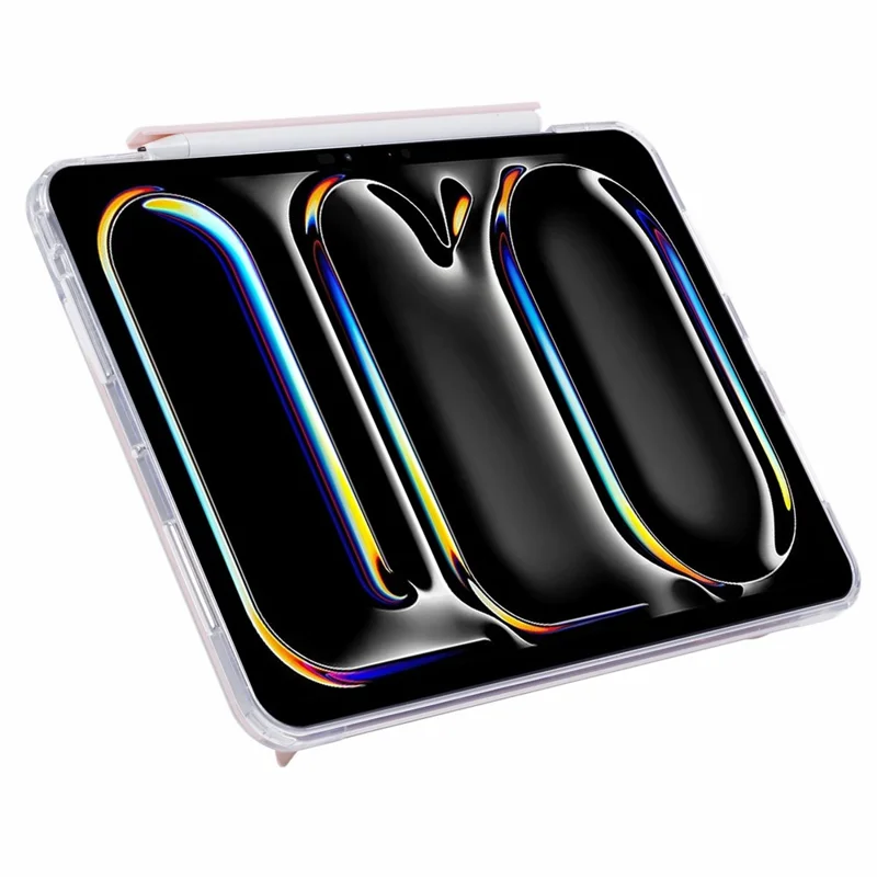 MUTURAL For iPad Pro 11 (2025) / 11 (2024) Case PU Leather Clear Back Tablet Cover with Pencil Holder Origami Standing - Pink