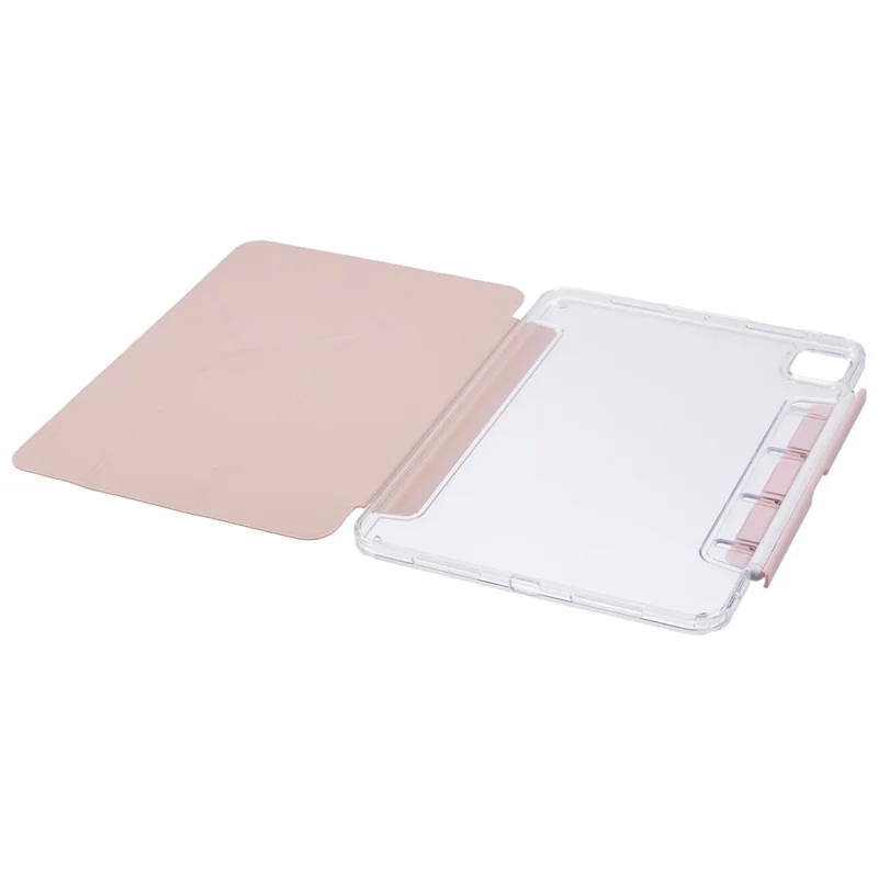 MUTURAL For iPad Pro 11 (2025) / 11 (2024) Case PU Leather Clear Back Tablet Cover with Pencil Holder Origami Standing - Pink