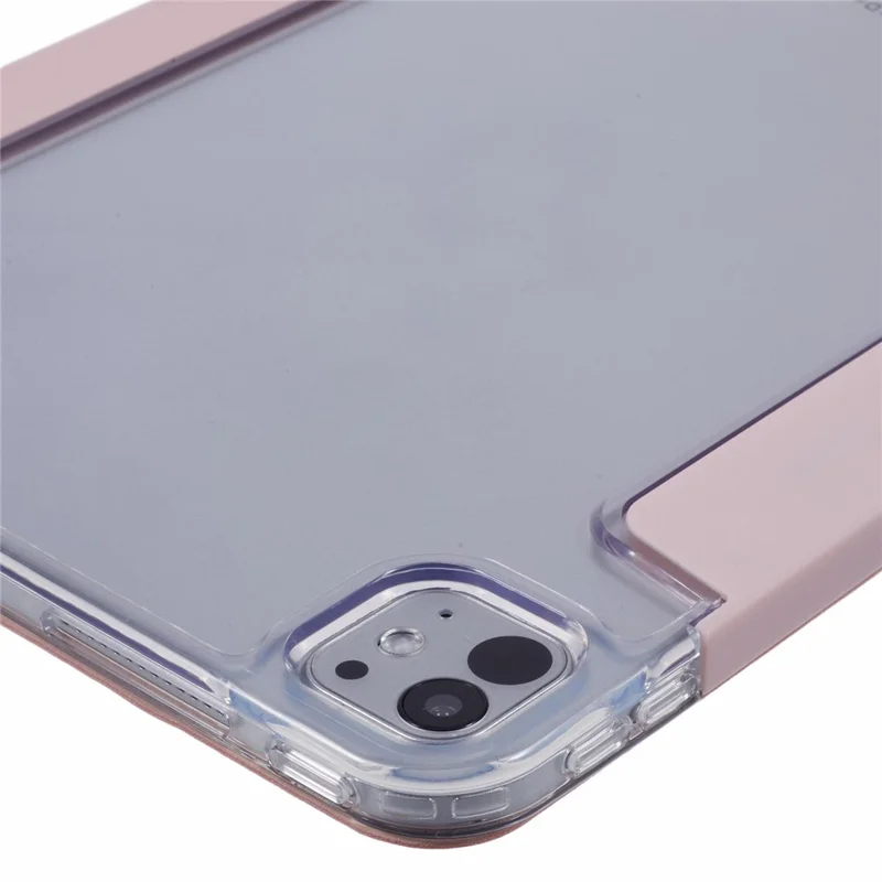 MUTURAL For iPad Pro 11 (2025) / 11 (2024) Case PU Leather Clear Back Tablet Cover with Pencil Holder Origami Standing - Pink