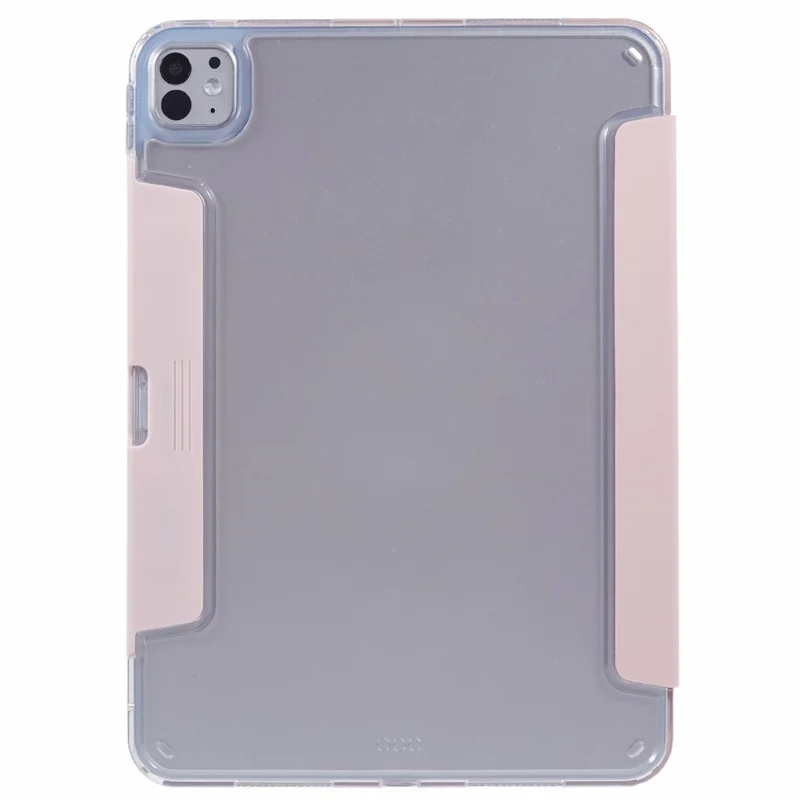 MUTURAL For iPad Pro 11 (2025) / 11 (2024) Case PU Leather Clear Back Tablet Cover with Pencil Holder Origami Standing - Pink