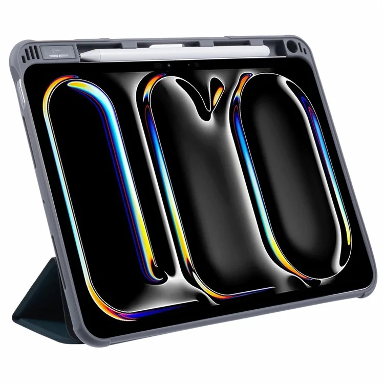 MUTURAL Для iPad Pro 11 (2024) Чехол Умный Кожаный Чехол для Планшета с Держателем для Ручки Tri-Fold Stand - Темно-Зеленый