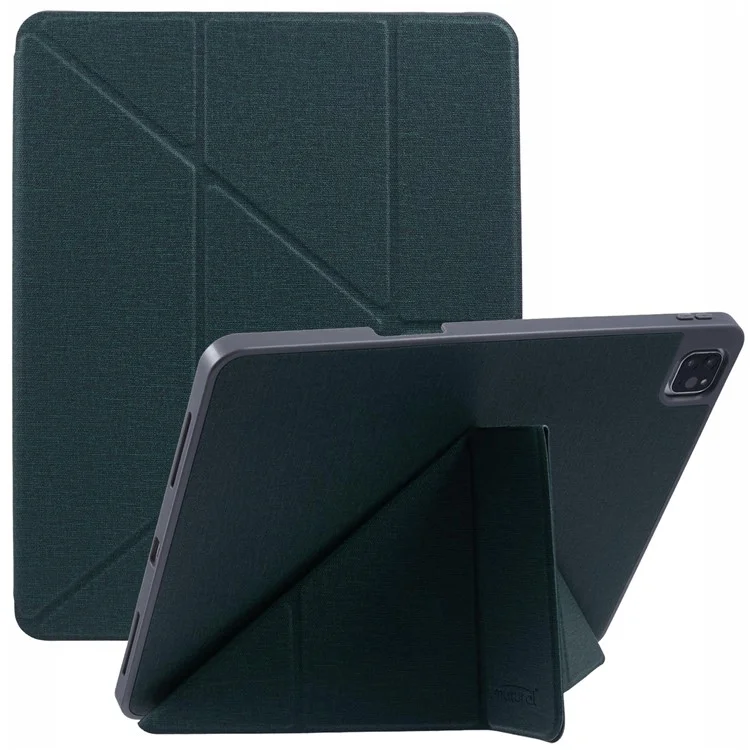 MUTURAL Para iPad Air 13 (2024) / iPad Pro 12.9 (2022) / (2021) / (2020) / (2018) Carcasa de Cuero Inteligente Cubierta de Tableta Soporte Origami - Verde