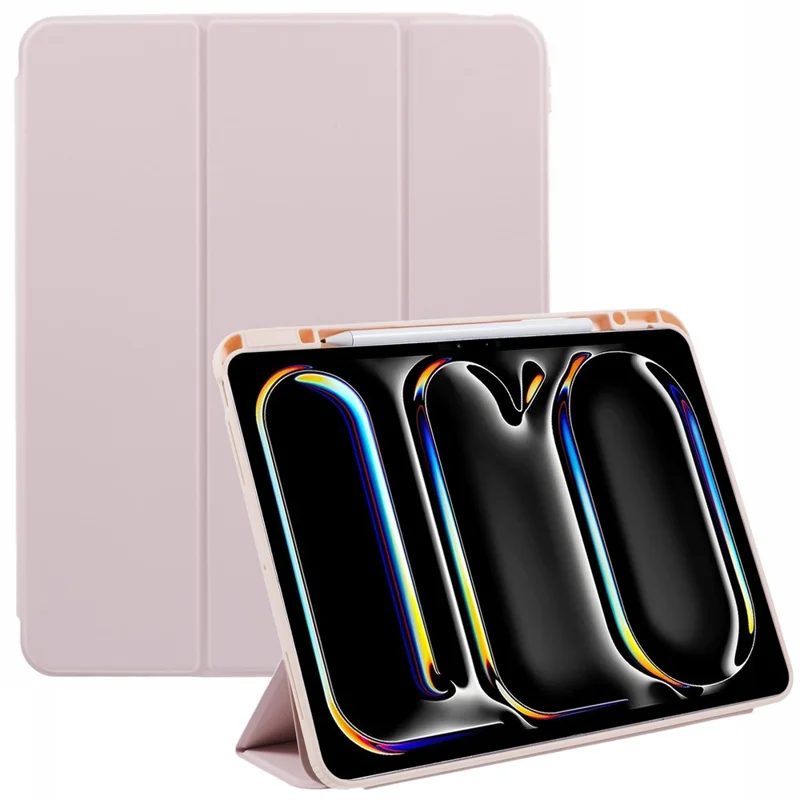 MUTURAL For iPad Pro 13 (2024) Case Leather Trifold Stand Cover  Auto Wake / Sleep - Pink