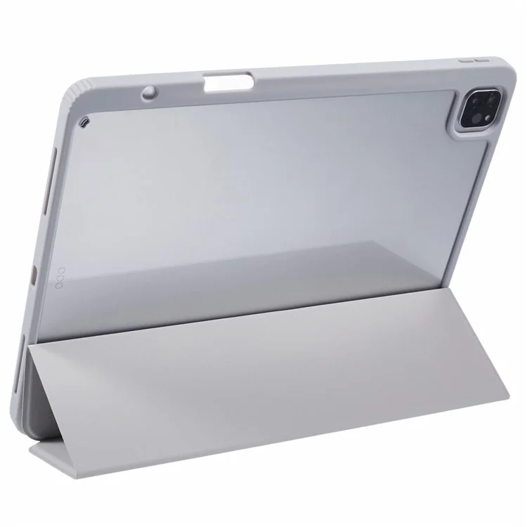 MUTURAL For iPad Air 13 (2025) / (2024) / Pro 12.9 (2022) / (2021) / (2020) / (2018) Leather Case Trifold Stand Cover with Pencil Holder - Grey