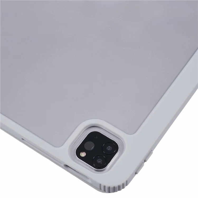MUTURAL For iPad Air 13 (2025) / (2024) / Pro 12.9 (2022) / (2021) / (2020) / (2018) Leather Case Trifold Stand Cover with Pencil Holder - Grey