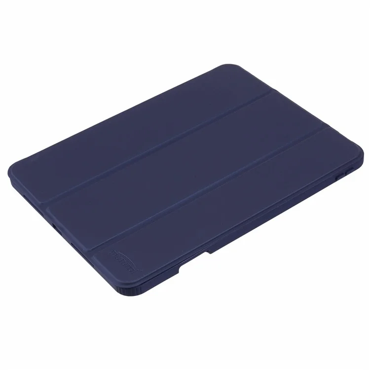 MUTURAL For iPad Pro 11 (2024) Case Tri-Fold Stand Transparent Back Leather Cover with Pen Slot - Dark Blue