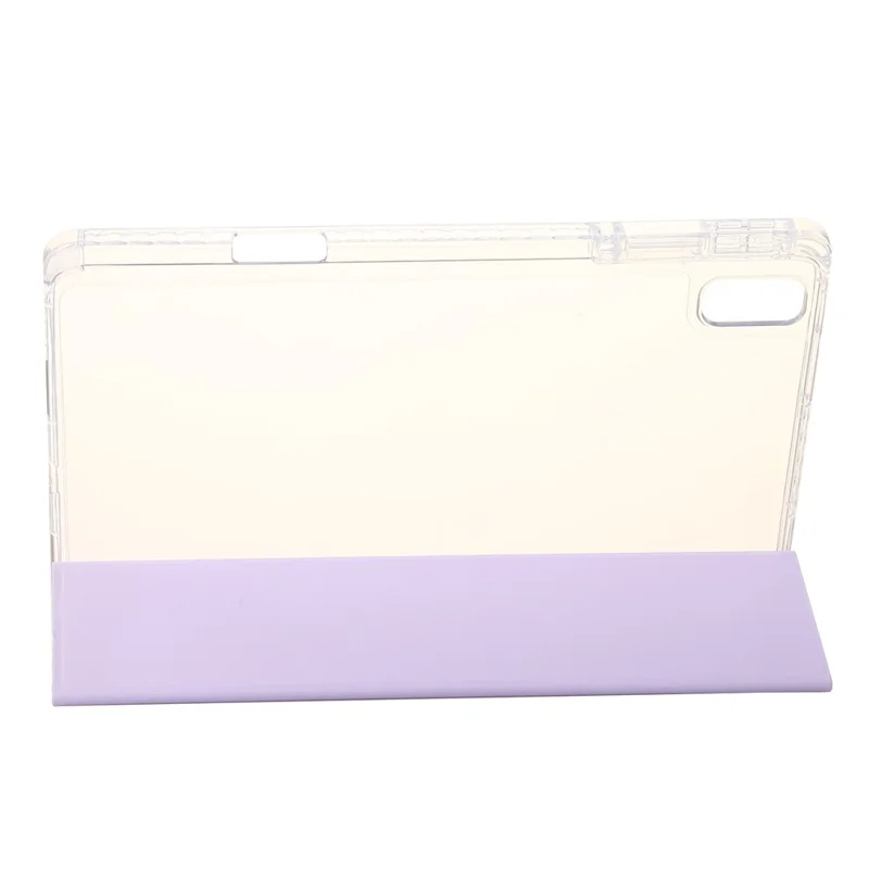 For Huawei MatePad SE 11 Case Tri-Fold Stand Leather+TPU+Acrylic Clear Back Tablet Cover - Black