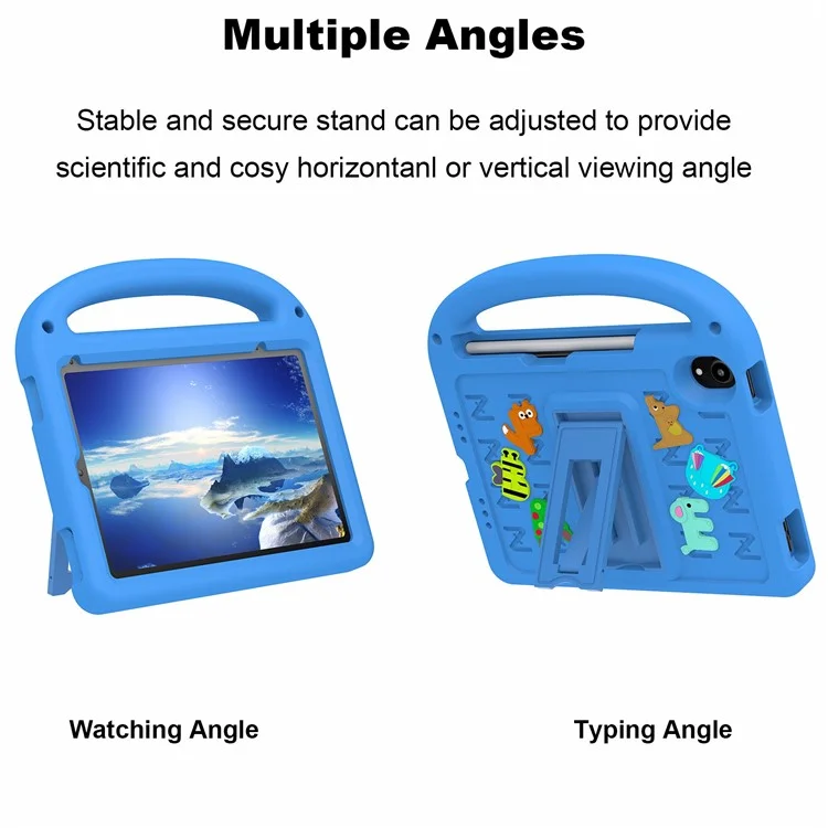 For iPad mini (2024) / mini (2021) Case Cartoon Design Shockproof EVA+PC Tablet Cover with Kickstand, Strap - Blue