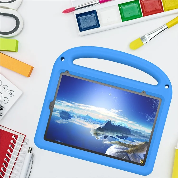 For iPad mini (2024) / mini (2021) Case Cartoon Design Shockproof EVA+PC Tablet Cover with Kickstand, Strap - Blue