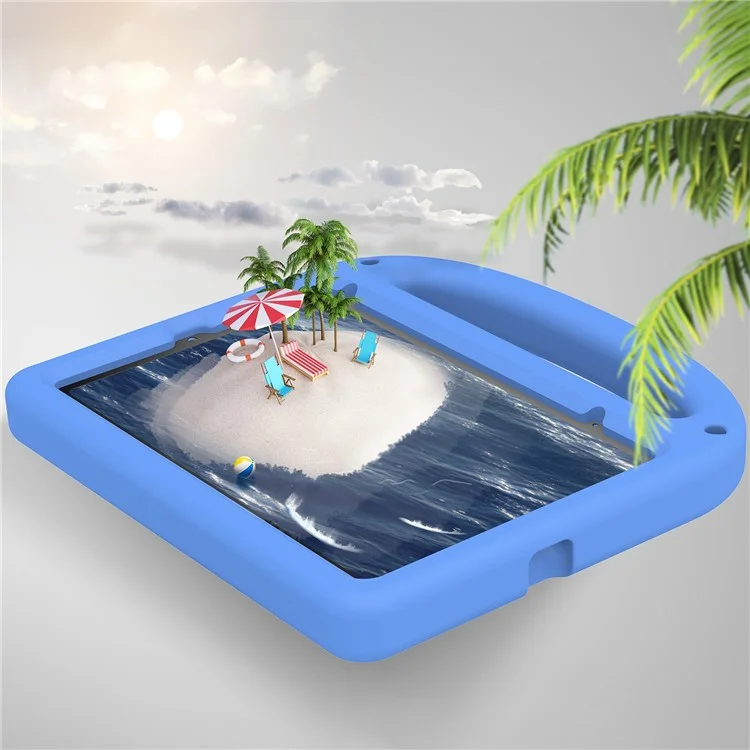 For iPad mini (2024) / mini (2021) Case Cartoon Design Shockproof EVA+PC Tablet Cover with Kickstand, Strap - Blue