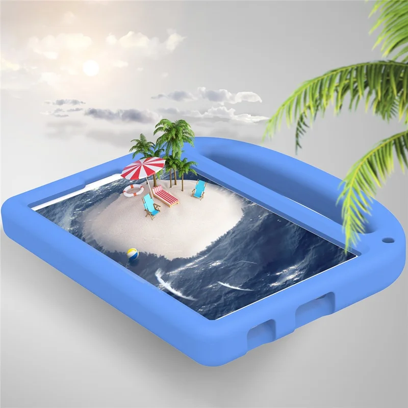 For Samsung Galaxy Tab A9 Case Cartoon Design Kickstand EVA+PC Tablet Cover with Strap - Blue