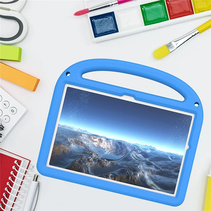 For Samsung Galaxy Tab A11+ / A9+ Case Cartoon Design EVA+PC Kickstand Tablet Cover with Strap - Blue