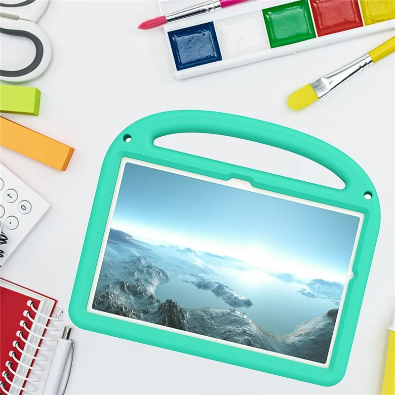 For Samsung Galaxy Tab A11+ / A9+ Kickstand Case Cartoon Design Anti-Drop EVA+PC Tablet Cover with Strap for Kids - Green
