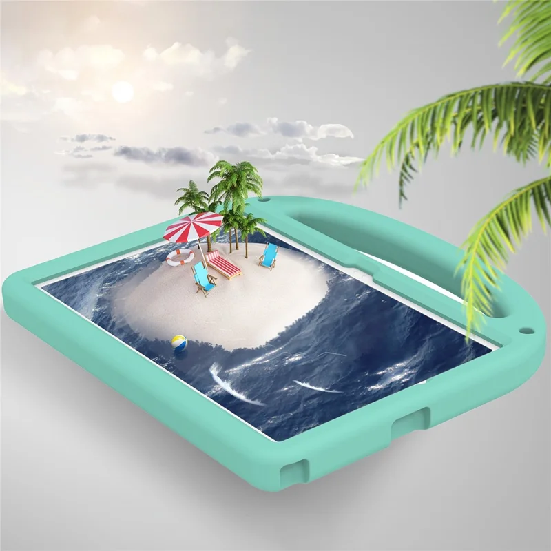 For Samsung Galaxy Tab A11+ / A9+ Kickstand Case Cartoon Design Anti-Drop EVA+PC Tablet Cover with Strap for Kids - Green