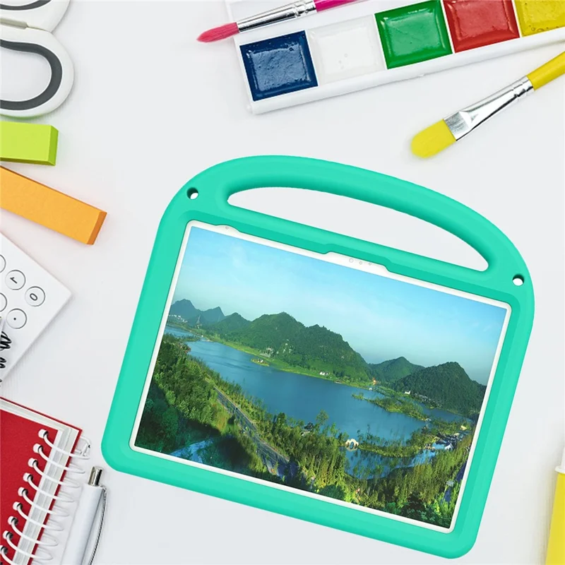 For iPad (2025) / 10.9 (2022) Kickstand Case Cartoon Design Anti-Drop EVA+PC Tablet Cover with Strap for Kids - Green