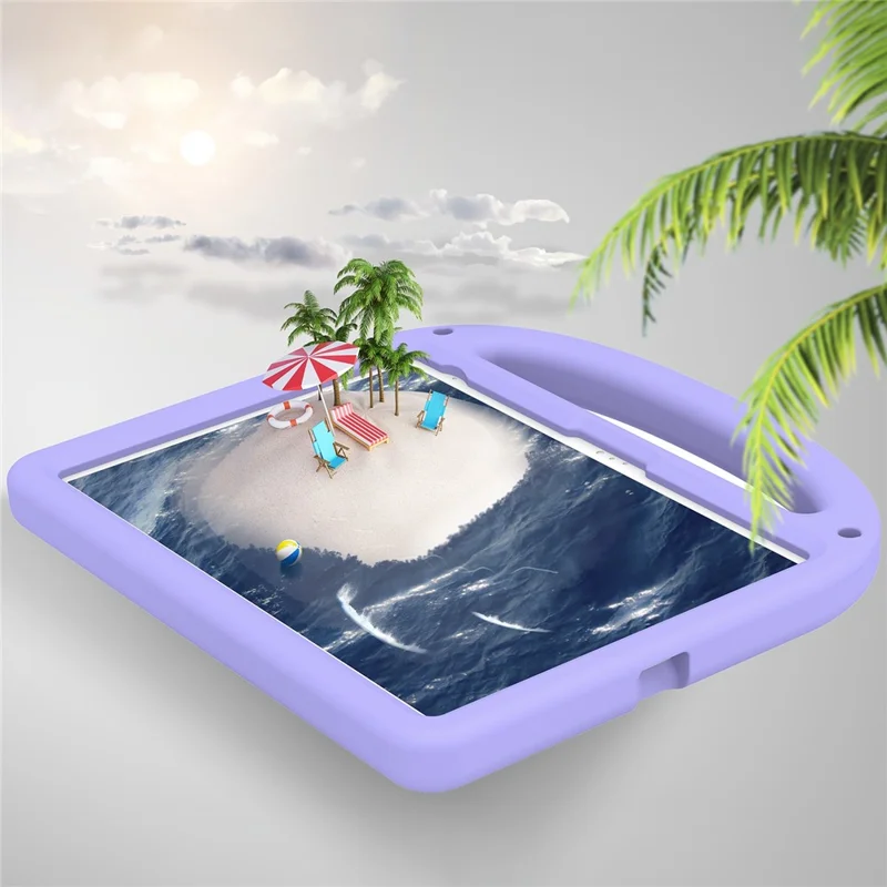 For iPad (2025) / 10.9 (2022) Kickstand Case Cartoon Design Anti-Drop EVA+PC Tablet Cover with Strap for Kids - Purple