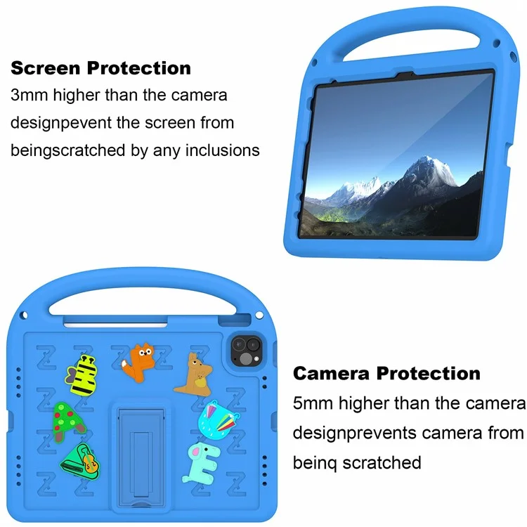 Pour iPad Pro 11 (2022) / (2021) / (2020) / (2018) / Air (2022) / (2020) Étui Motif Cartoon EVA+PC Housse de Tablette - Bleu