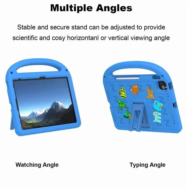 Pour iPad Pro 11 (2022) / (2021) / (2020) / (2018) / Air (2022) / (2020) Étui Motif Cartoon EVA+PC Housse de Tablette - Bleu