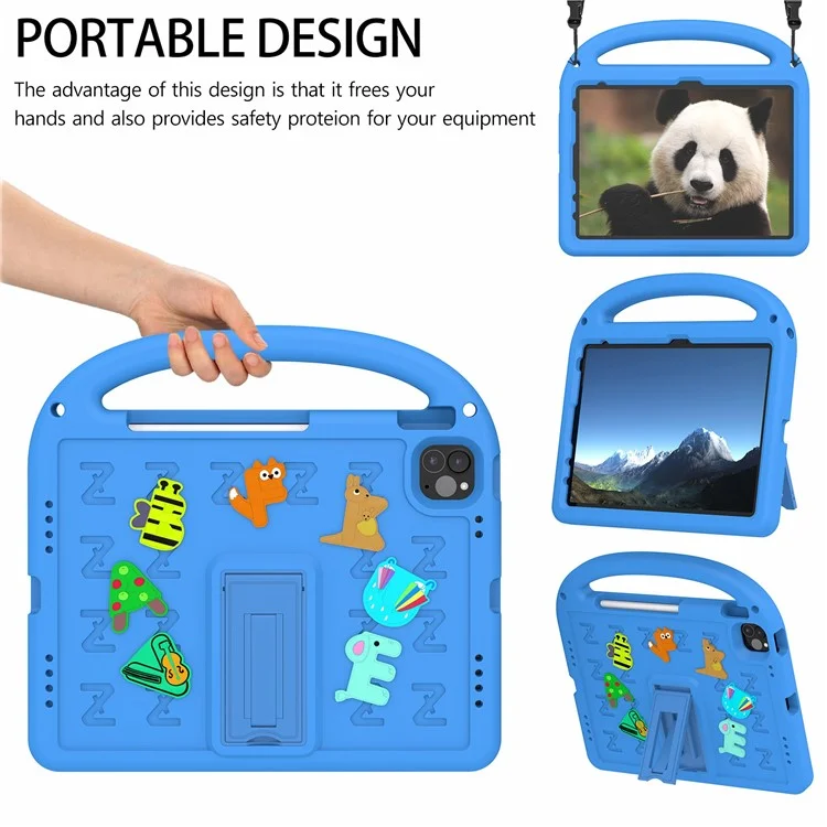 Pour iPad Pro 11 (2022) / (2021) / (2020) / (2018) / Air (2022) / (2020) Étui Motif Cartoon EVA+PC Housse de Tablette - Bleu