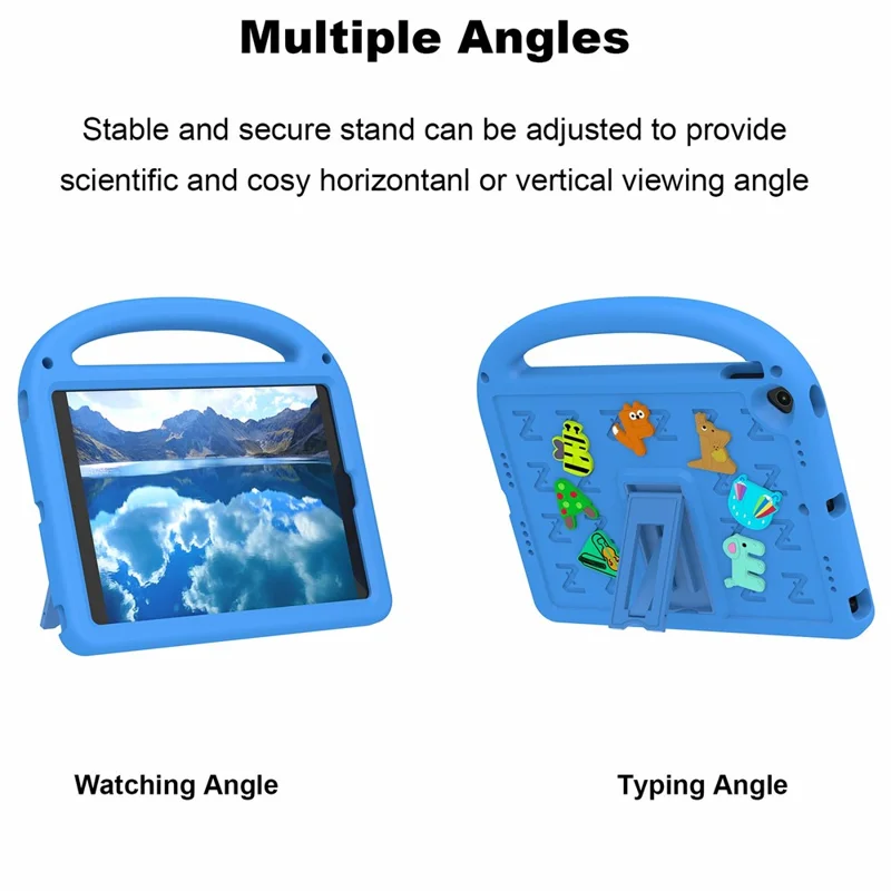 For iPad 10.2 (2021) / (2020) / (2019) Kickstand Case EVA+PC Tablet Cover Cartoon Design - Blue