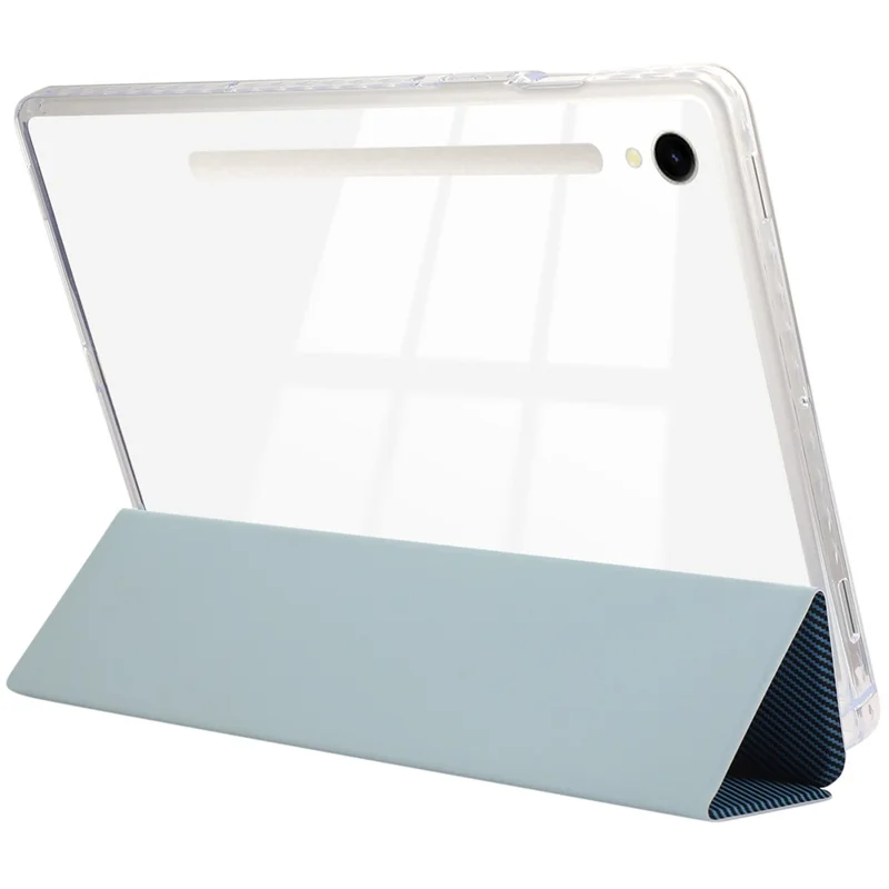 For Samsung Galaxy Tab S9 / S10 FE / S9 FE Case Tri-Fold Stand Smart Auto / Wake Leather Tablet Cover Carbon Fiber Texture - Baby Blue