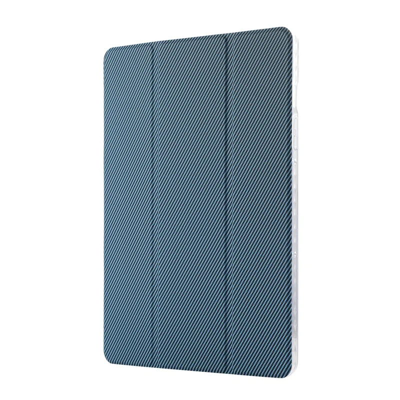 For Samsung Galaxy Tab S9 / S10 FE / S9 FE Case Tri-Fold Stand Smart Auto / Wake Leather Tablet Cover Carbon Fiber Texture - Baby Blue