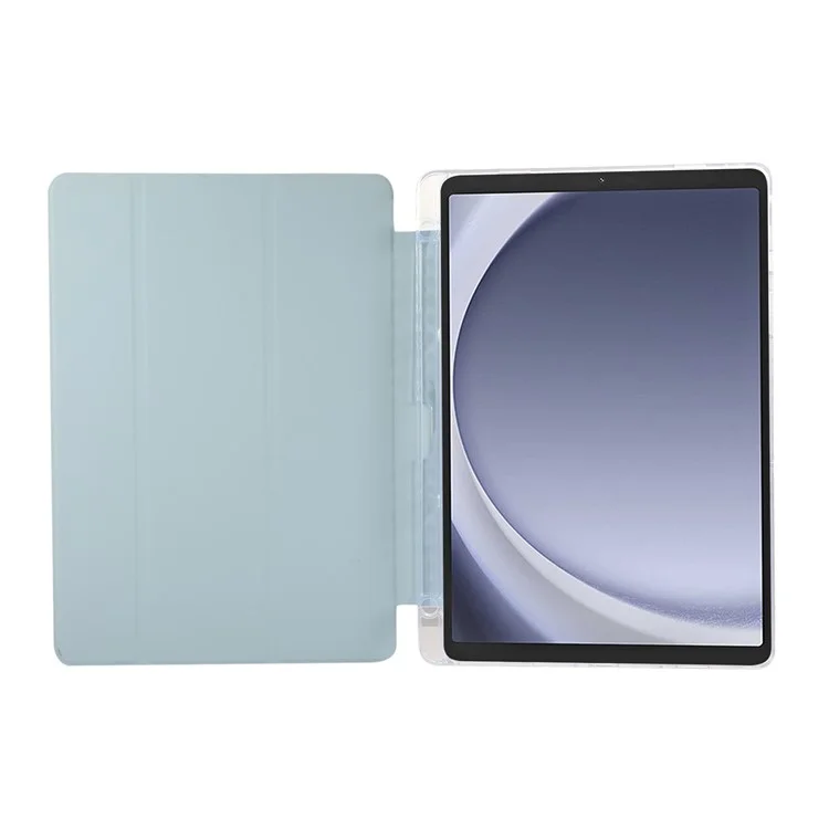 For Samsung Galaxy Tab A9+ Stand Case Auto Sleep / Wake Carbon Fiber Texture Leather Tablet Cover - Baby Blue