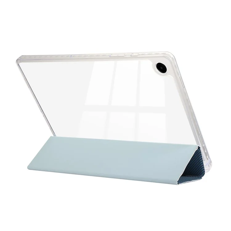 For Samsung Galaxy Tab A9+ Stand Case Auto Sleep / Wake Carbon Fiber Texture Leather Tablet Cover - Baby Blue