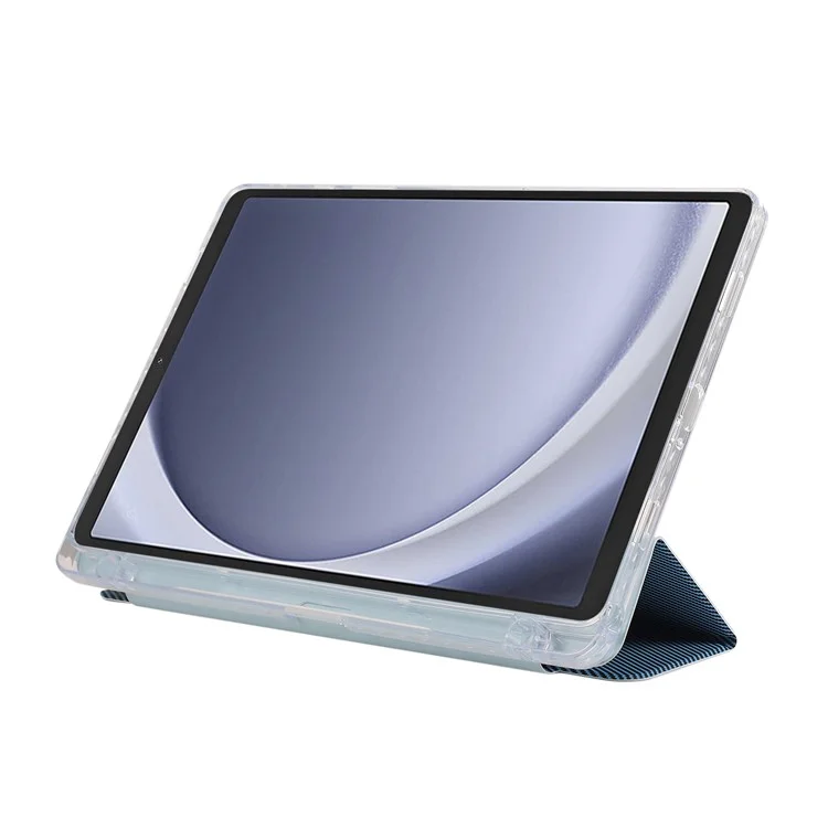 For Samsung Galaxy Tab A9+ Stand Case Auto Sleep / Wake Carbon Fiber Texture Leather Tablet Cover - Baby Blue