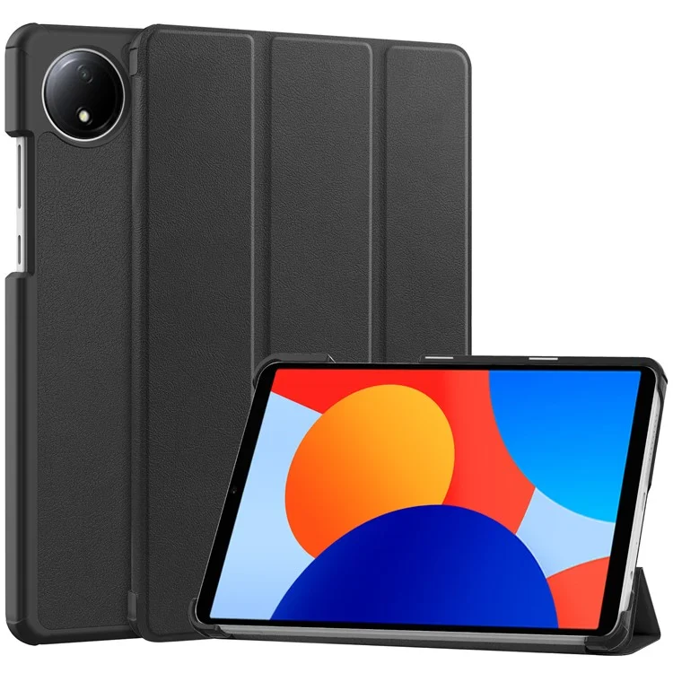 For Xiaomi Redmi Pad SE Case Anti-Scratch Leather Stand Tablet Cover - Black