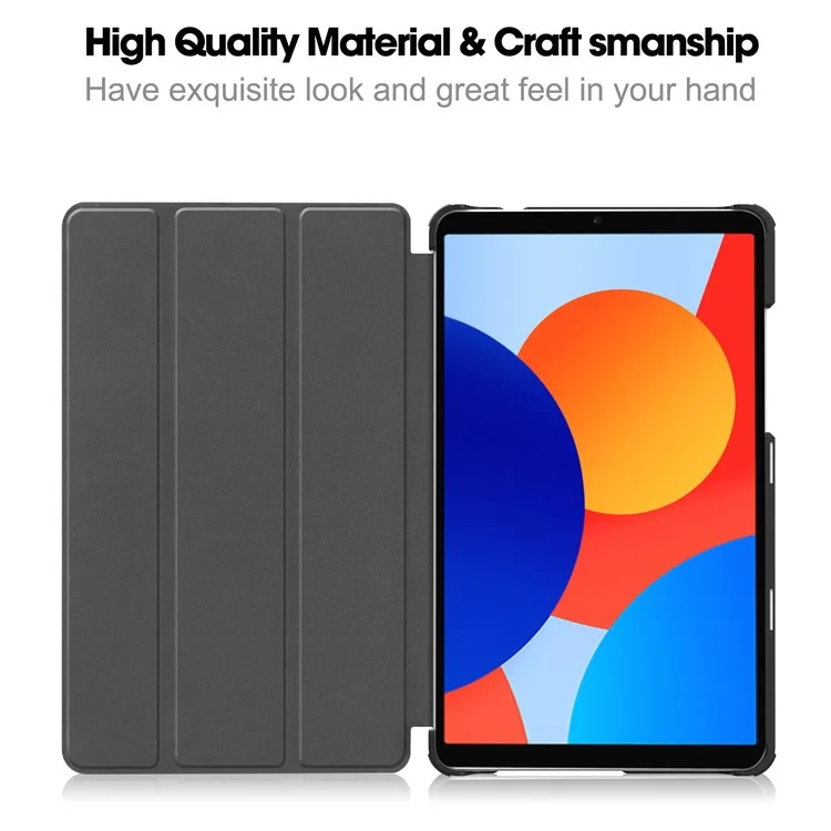 For Xiaomi Redmi Pad SE Case Anti-Scratch Leather Stand Tablet Cover - Black
