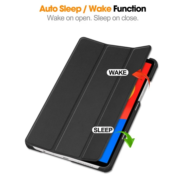 For Xiaomi Redmi Pad SE Case Anti-Scratch Leather Stand Tablet Cover - Black