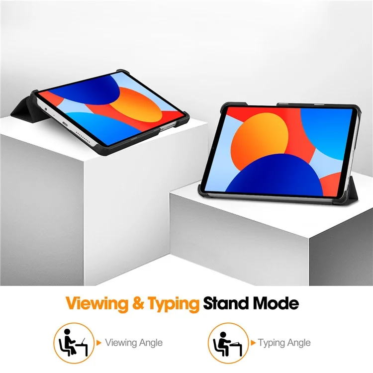 For Xiaomi Redmi Pad SE Case Anti-Scratch Leather Stand Tablet Cover - Black