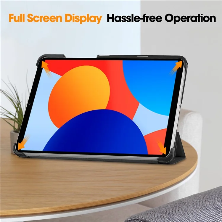For Xiaomi Redmi Pad SE Case Anti-Scratch Leather Stand Tablet Cover - Black