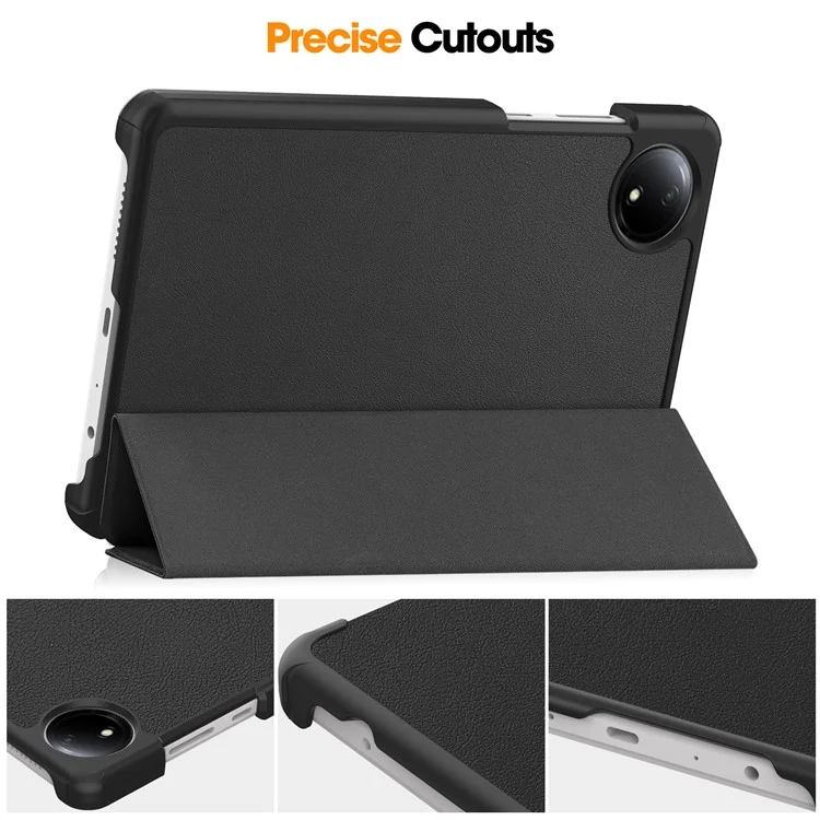 For Xiaomi Redmi Pad SE Case Anti-Scratch Leather Stand Tablet Cover - Black