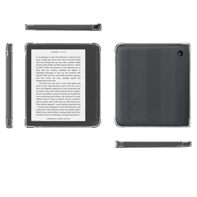 Für Kobo Libra H2O-Hülle, Vier-Ecken-Stoßfest, transparente Tablet-TPU-Abdeckung