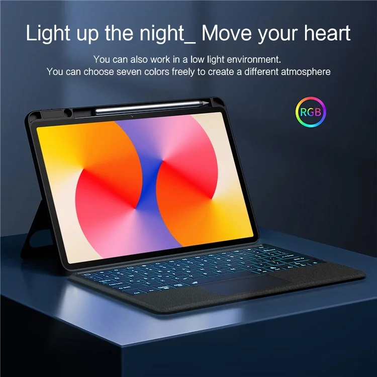 For Huawei MatePad SE 11 Leather Case + Bluetooth-compatible Keyboard with Backlight Trackpad