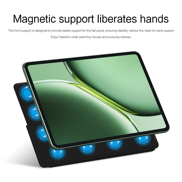 For OnePlus Pad Go Case PU Leather Magnetic Tablet Cover with Origami Stand - Black