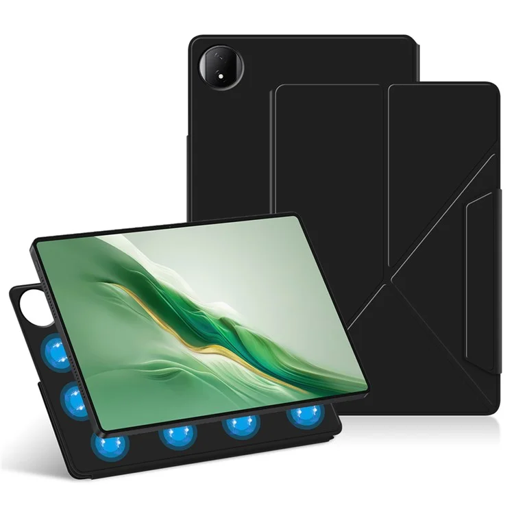 For Honor MagicPad 2 12.3 Custodia in Pelle Origami Stand Magnetic Tablet Cover Auto Wake / Sleep - Nero