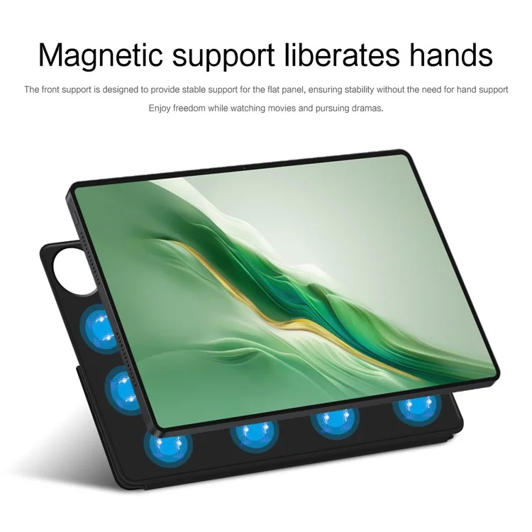 For Honor MagicPad 2 12.3 Custodia in Pelle Origami Stand Magnetic Tablet Cover Auto Wake / Sleep - Nero