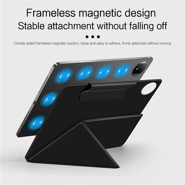 For Honor MagicPad 2 12.3 Custodia in Pelle Origami Stand Magnetic Tablet Cover Auto Wake / Sleep - Nero