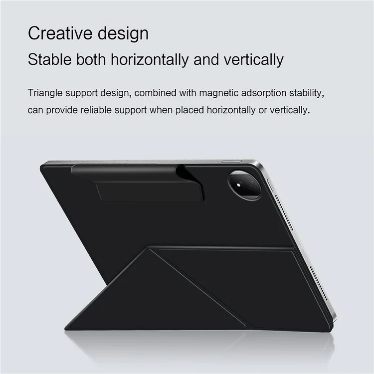 For Honor MagicPad 2 12.3 Custodia in Pelle Origami Stand Magnetic Tablet Cover Auto Wake / Sleep - Nero
