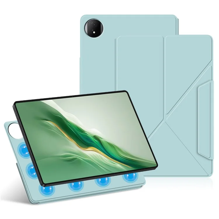 For Honor MagicPad 2 12.3 Étui en cuir Origami Stand Housse magnétique pour tablette Réveil / Veille automatique - Bleu