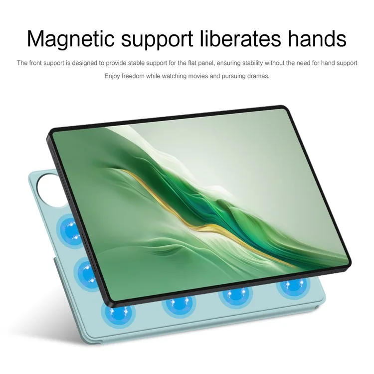 For Honor MagicPad 2 12.3 Étui en cuir Origami Stand Housse magnétique pour tablette Réveil / Veille automatique - Bleu