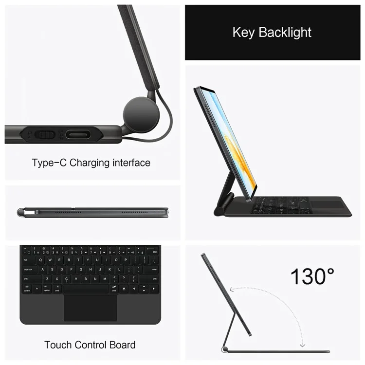 For Honor MagicPad 13 Magnetic Floating Bluetooth-compatible Keyboard + Leather Tablet Case (English)