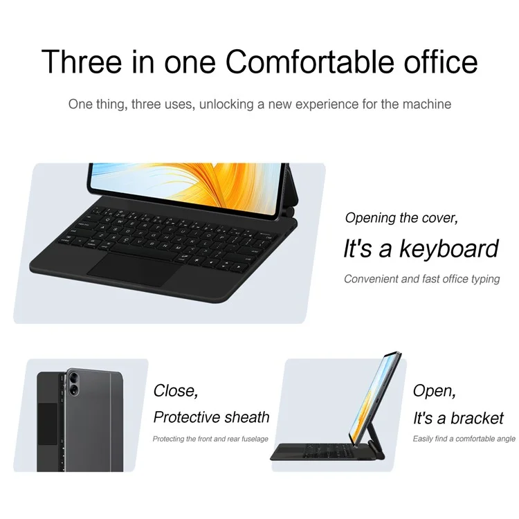 For Honor MagicPad 13 Magnetic Floating Bluetooth-compatible Keyboard + Leather Tablet Case (English)