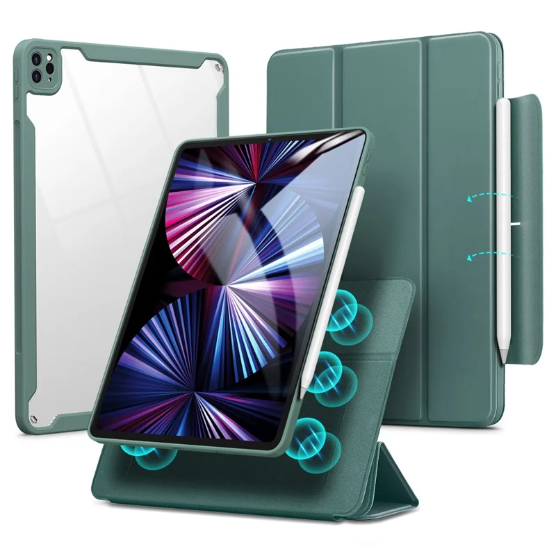 ESR Rebound Hybrid Case for iPad Pro 12.9 (2021) Leather Shockproof Tablet Cover - Green