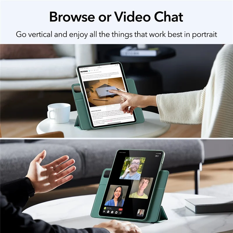 ESR Rebound Hybrid Case for iPad Pro 12.9 (2021) Leather Shockproof Tablet Cover - Green